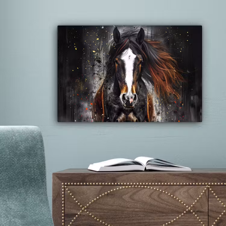 Paard - Dieren - Zwart - Luxe - Modern canvas 2cm klein -sfeer4