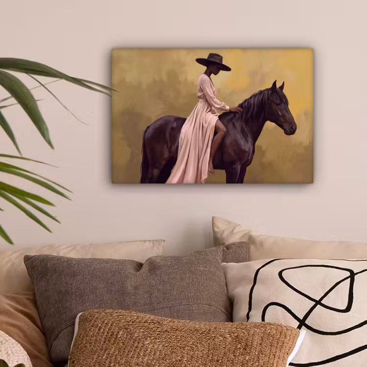 Paard - Klassiek - Oker canvas 2cm klein -sfeer1