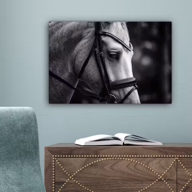 Paard - Schimmel - Portret canvas 2cm klein -sfeer4