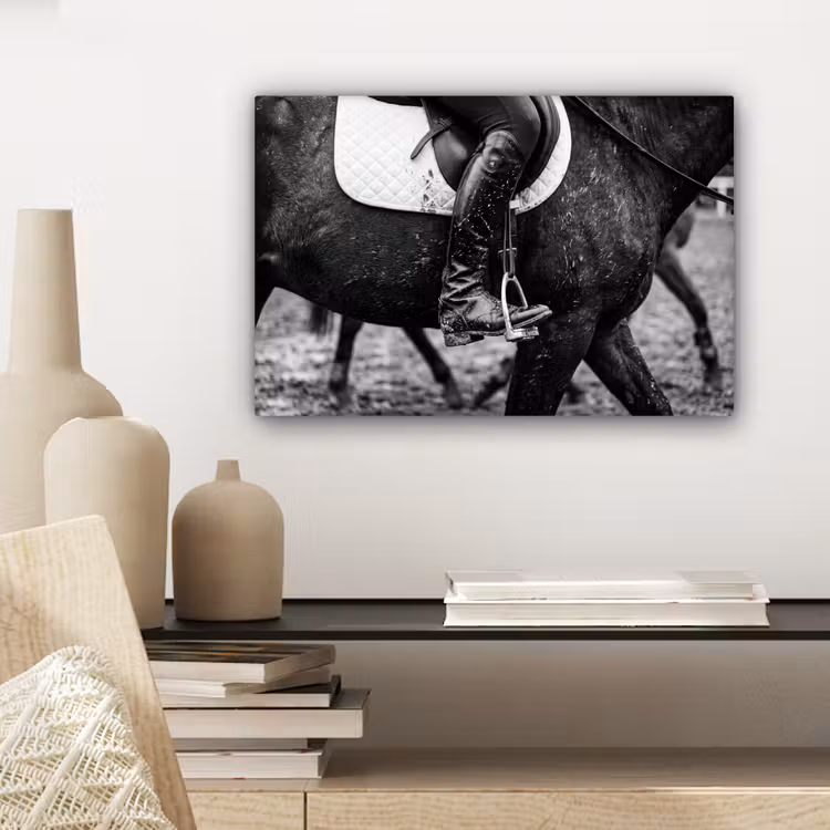 Paard - Sport - Zwart - Wit canvas 2cm klein -sfeer6