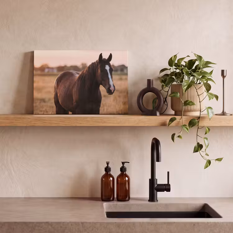 Paard - Zonsondergang - Bruin canvas 2cm klein -sfeer3