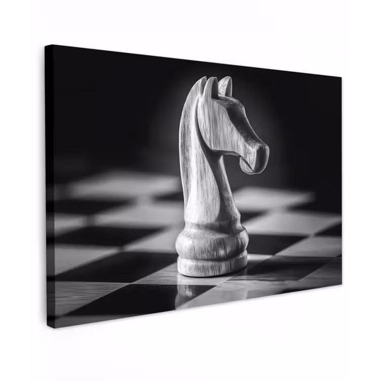 Paard - Hout - Schaalbord - Zwart canvas 2cm klein -z3d