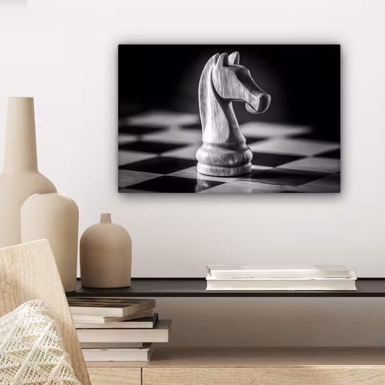 Paard - Hout - Schaalbord - Zwart canvas 2cm klein -sfeer6