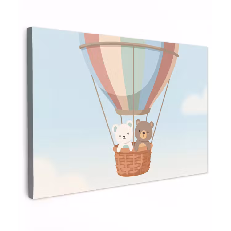Luchtballon - Beren - Pastel canvas 2cm klein -z3d