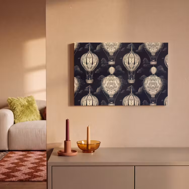 Luchtballonnen - Wolken - Patroon - Donkerblauw canvas 2cm klein 34 -sfeer1