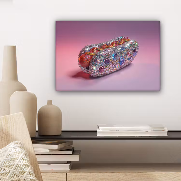 Hotdog - Steentjes - Glitters - Paars canvas 2cm klein -sfeer6
