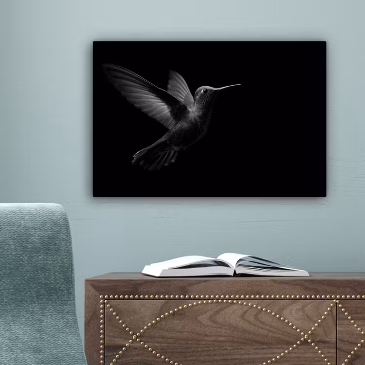 Kolibrie - Zwart - Dieren canvas 2cm klein -sfeer4