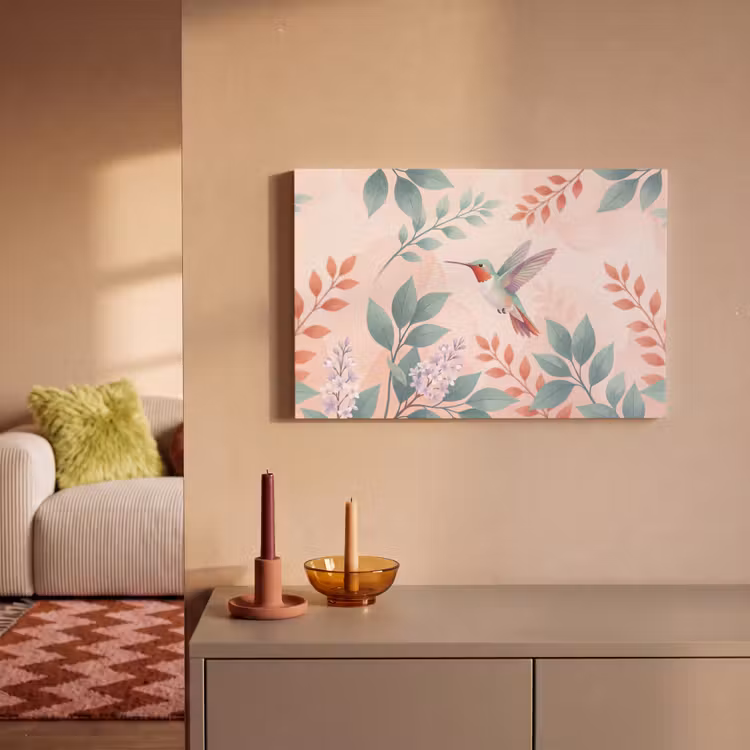 Kolibrie - Vliegen - Natuur - Illustratie - Kleurrijk canvas 2cm klein -sfeer1