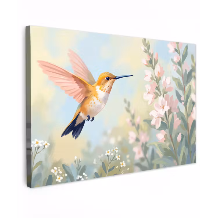 Kolibrie - Illustratie - Kleurrijk canvas 2cm klein -z3d