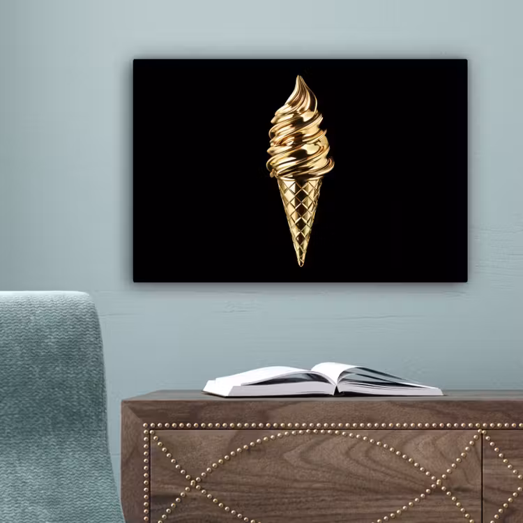 Ijs - Goud - Zwart - Eten canvas 2cm klein -sfeer4