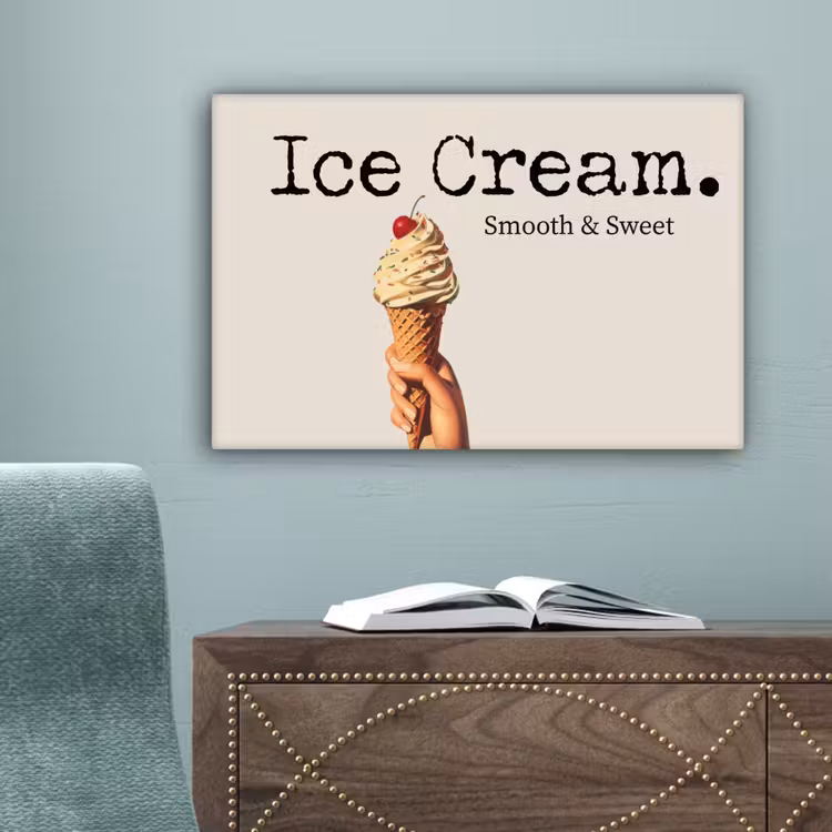 Ice cream - Softijs - Kleurrijk - Kers canvas 2cm klein -sfeer4