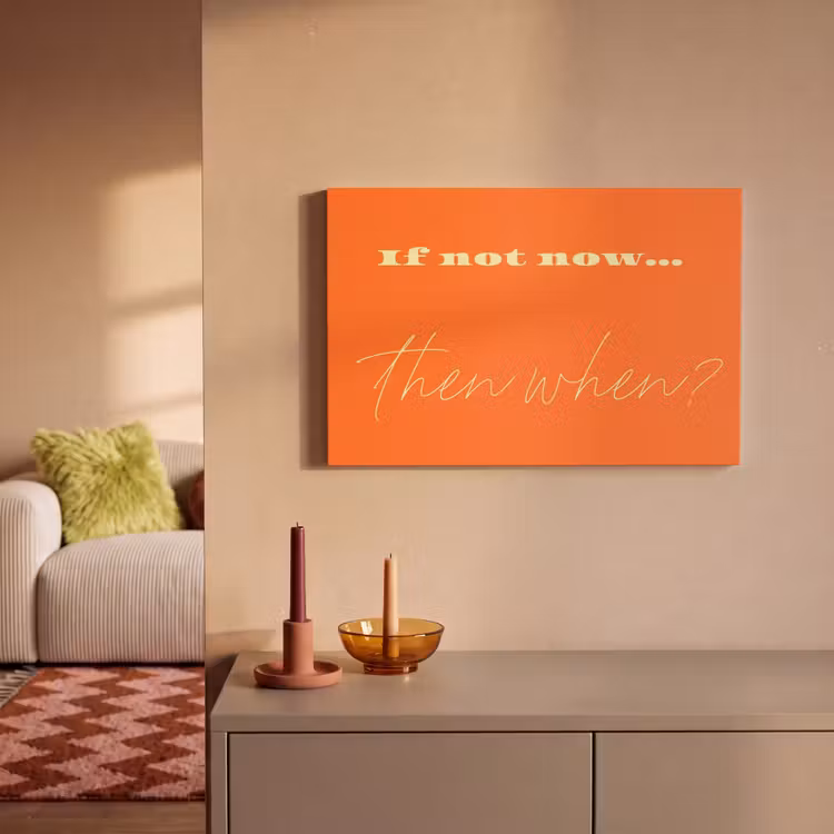 If not now then when - Oranje - Geel - Levendig canvas 2cm klein -sfeer3