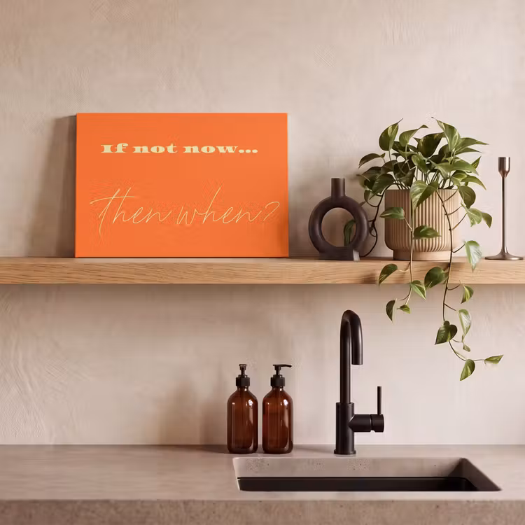 If not now then when - Oranje - Geel - Levendig canvas 2cm klein -sfeer6