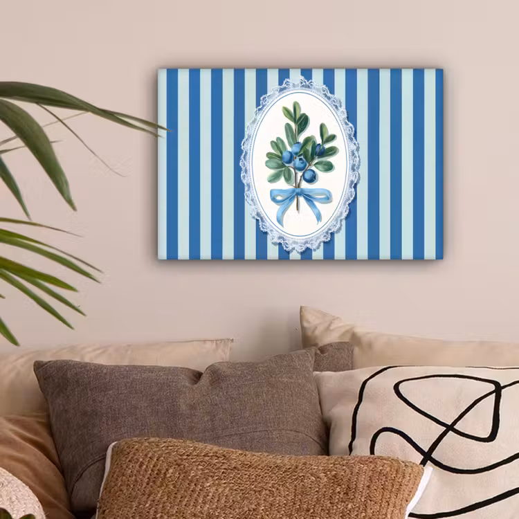 Illustratie - Bessen - Blauw - Strepen canvas 2cm klein -sfeer1