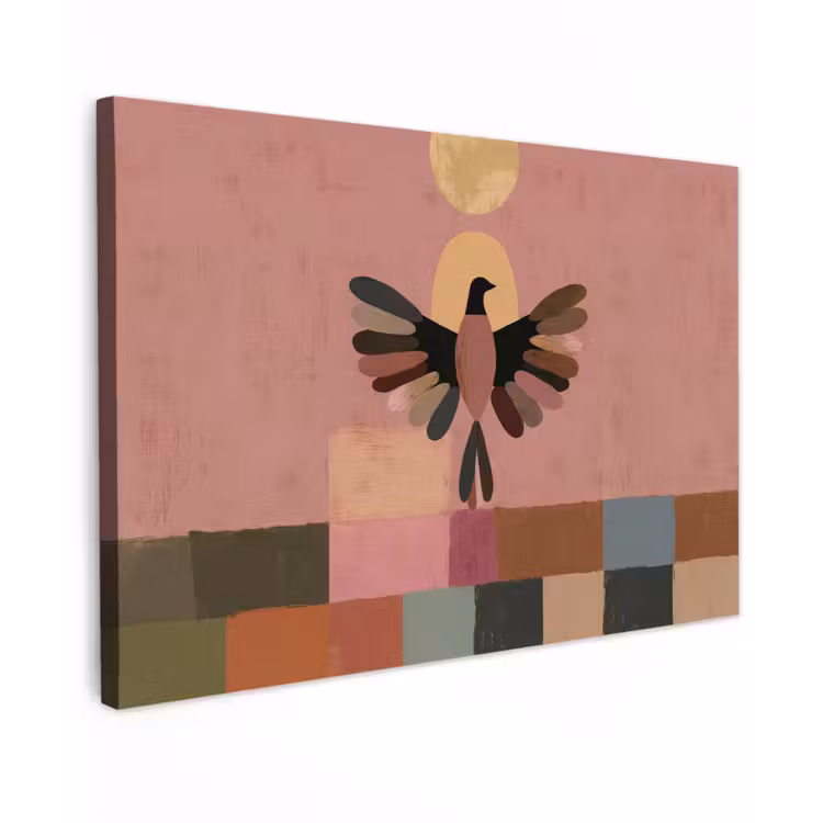Illustratie - Vogel - Vlakken - Kleurrijk canvas 2cm klein -z3d