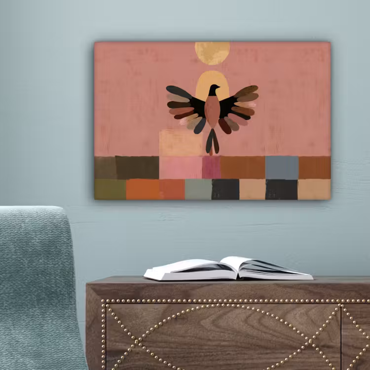 Illustratie - Vogel - Vlakken - Kleurrijk canvas 2cm klein -sfeer4