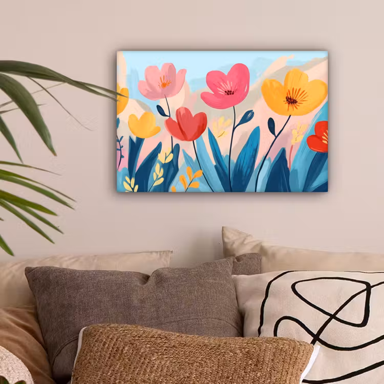 Illustratie - Bloemen - Kleurrijk canvas 2cm klein -sfeer1