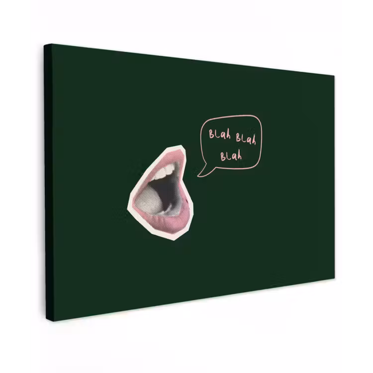 Illustratie - Mond - Donkergroen - Tekstwolkje canvas 2cm klein -z3d