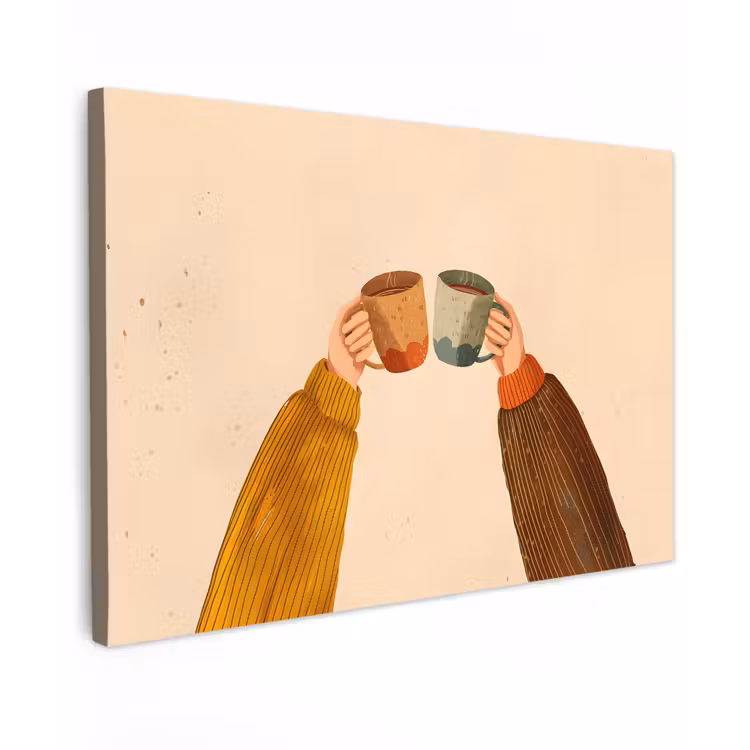 Illustratie - Mokken - Proosten - Bruin canvas 2cm klein -z3d
