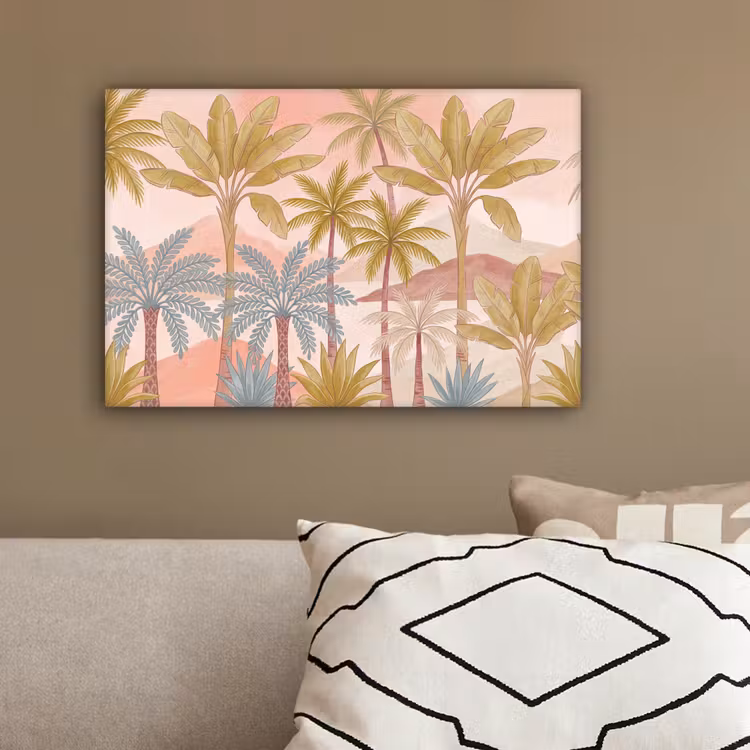 Illustratie - Palmbomen - Kleurrijk canvas 2cm klein -sfeer3