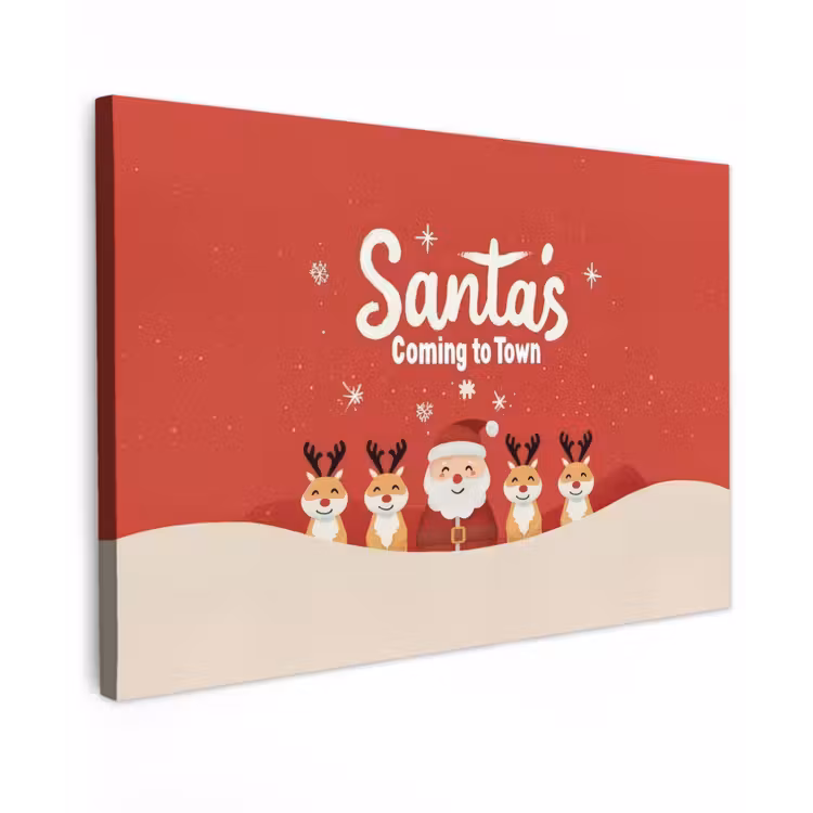 Illustratie - Kerstman - Rendieren - Rood canvas 2cm klein -z3d