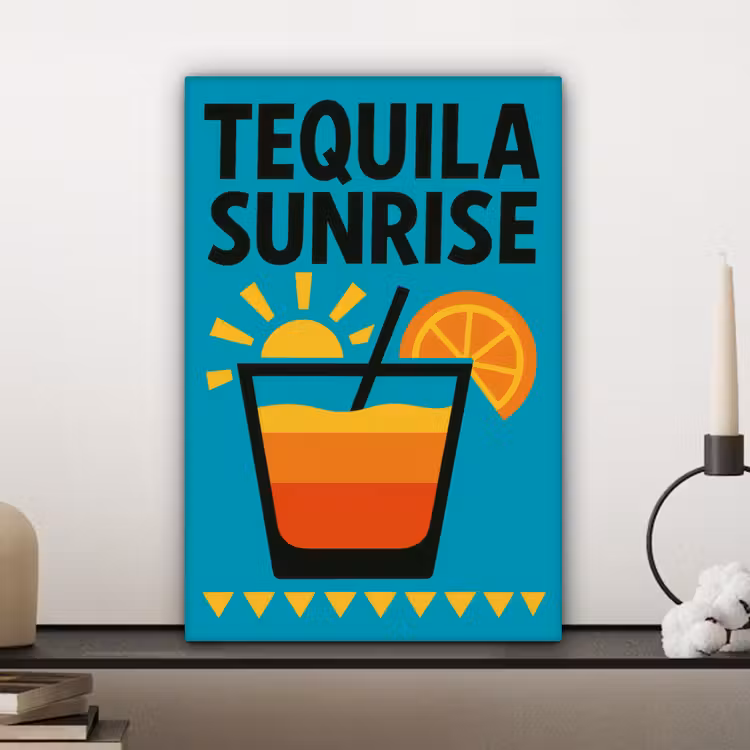 Illustratie - Tequila - Glas - Blauw canvas 2cm klein -sfeer6