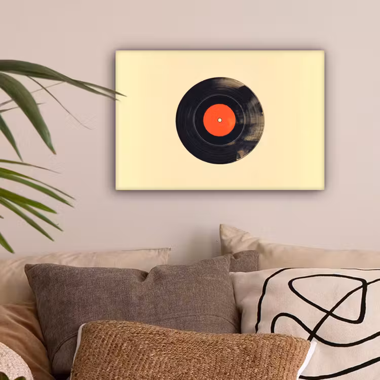 Illustratie - Vinylplaat - Beige - Vintage canvas 2cm klein -sfeer1