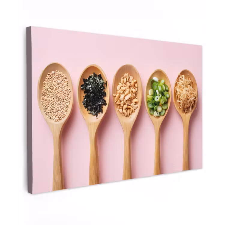 Ingrediënten - Lepels - Hout - Roze canvas 2cm klein -z3d