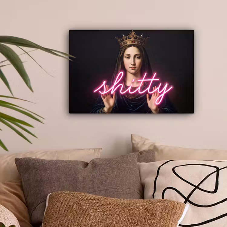 Ironisch - Tekst - Neon canvas 2cm klein -sfeer1