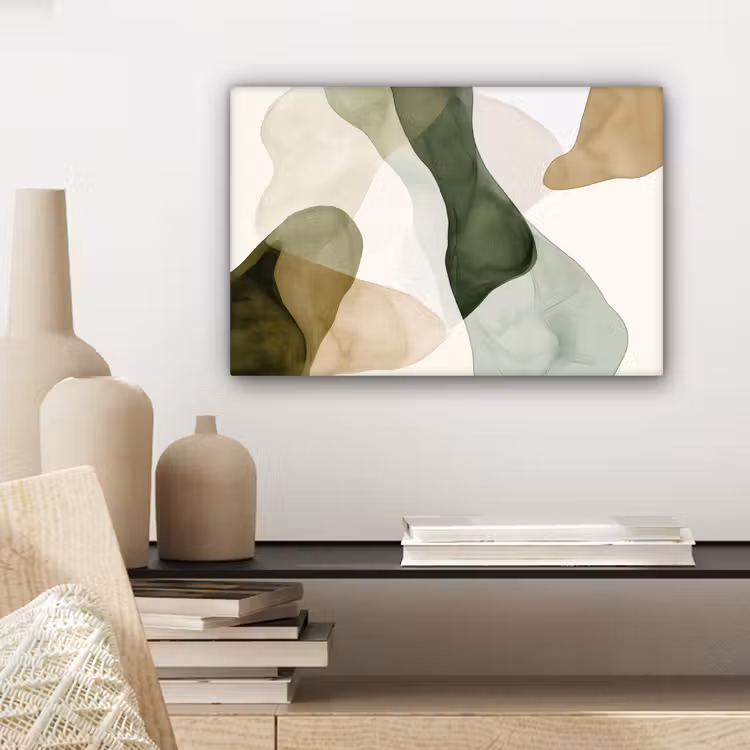 Japandi - Abstract - Groen canvas 2cm klein -sfeer6