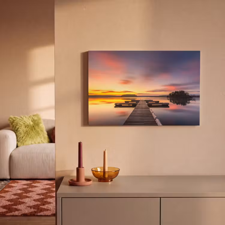 Steg - Sonnenuntergang - Wasser - Meer - Spiegelung canvas 2cm klein -sfeer1