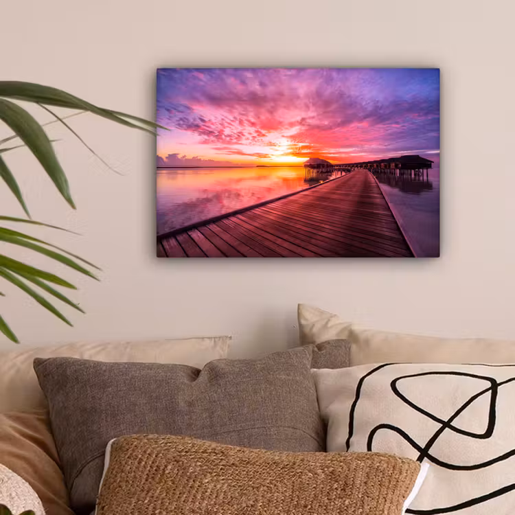 Steiger - Water - Zon - Roze - Horizon canvas 2cm klein -sfeer1