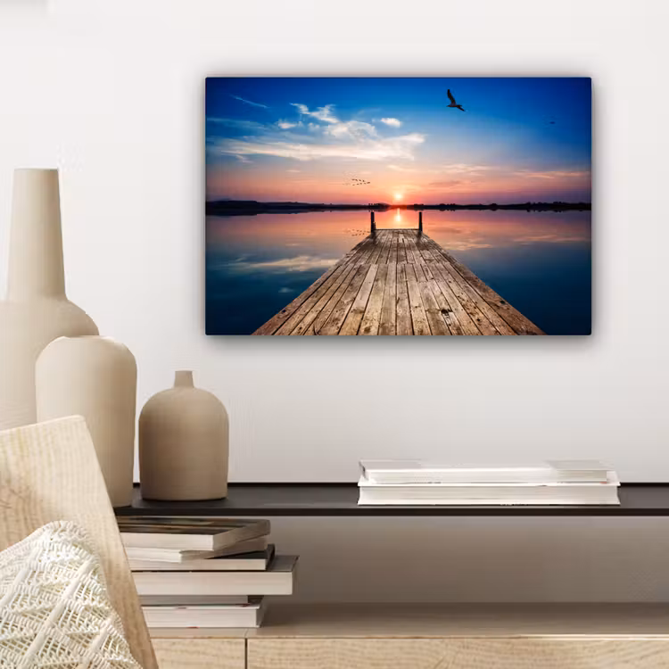 Steiger - Water - Zonsondergang - Roze - Horizon canvas 2cm klein -sfeer6