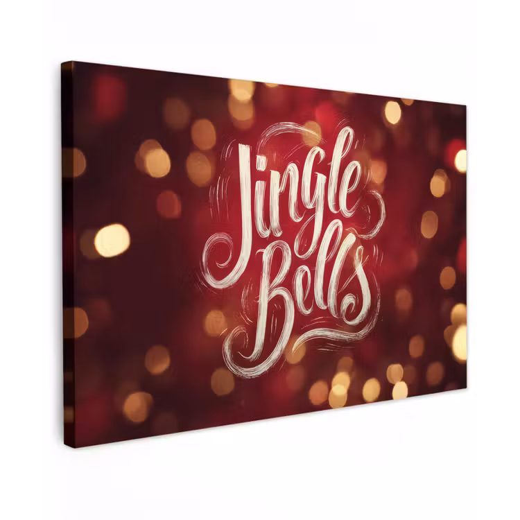 Jingle - Bells - Kerst - Rood canvas 2cm klein -z3d