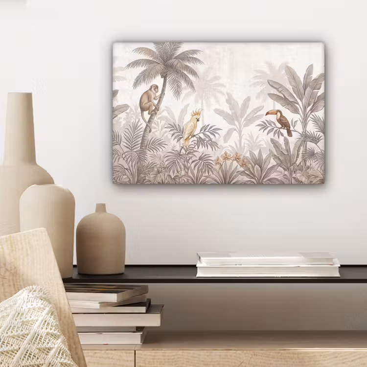 Jungle - Dieren - Palmbomen canvas 2cm klein -sfeer6