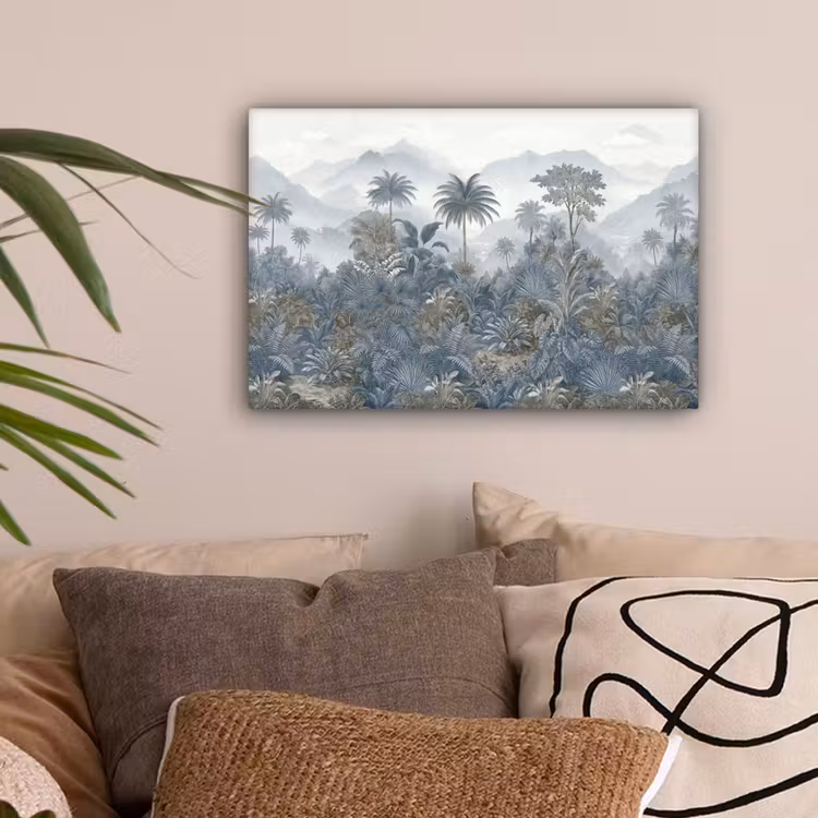 Jungle - Landschap - Blauw canvas 2cm klein -sfeer1