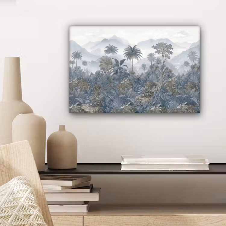 Jungle - Landschap - Blauw canvas 2cm klein -sfeer6