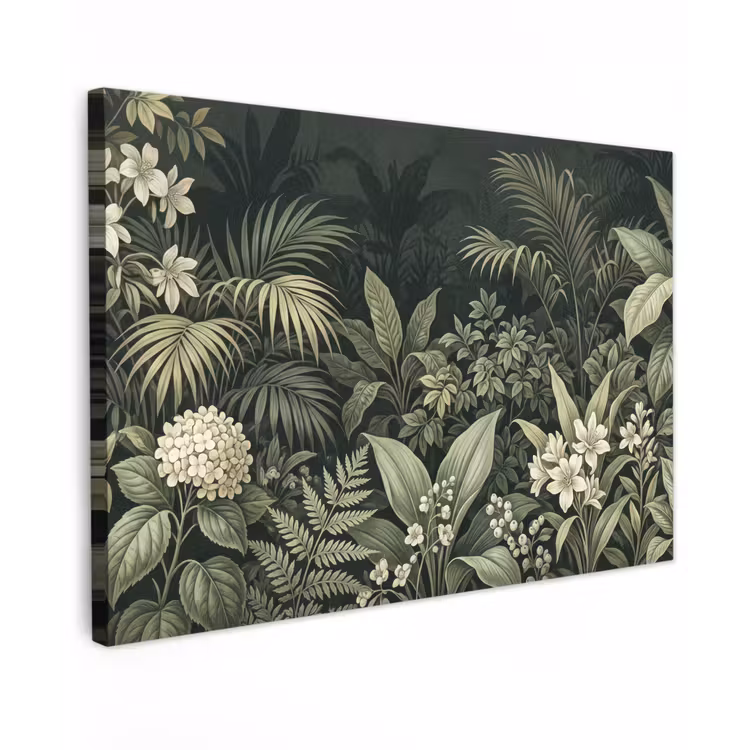 Jungle - Bladeren - Botanisch - Groen canvas 2cm klein -z3d