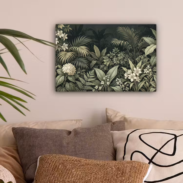 Jungle - Bladeren - Botanisch - Groen canvas 2cm klein -sfeer1