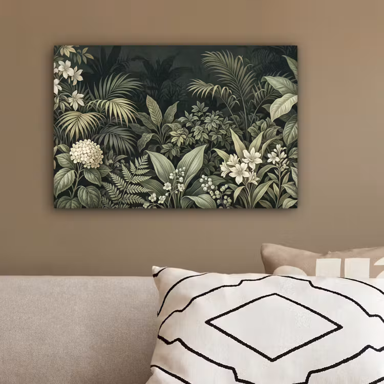 Jungle - Bladeren - Botanisch - Groen canvas 2cm klein -sfeer3