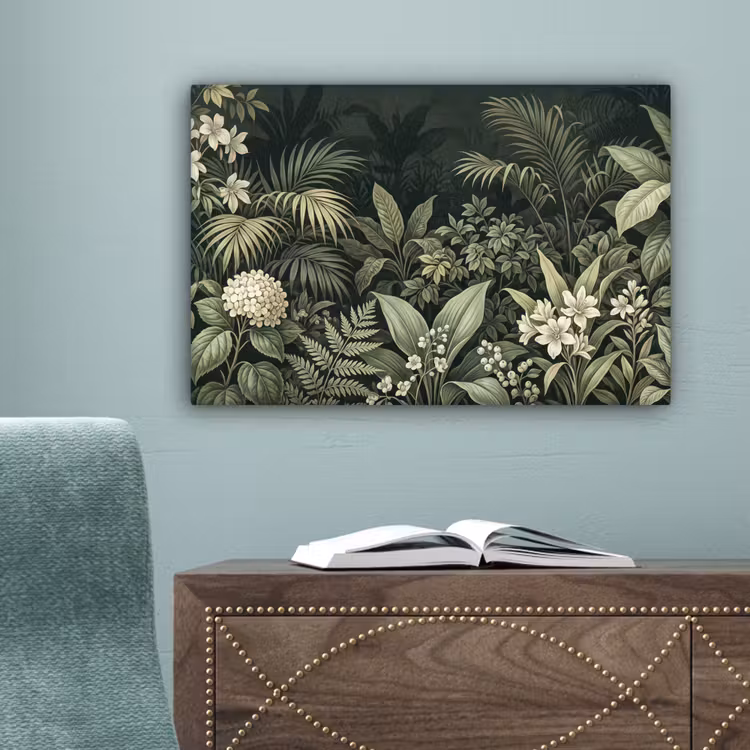 Jungle - Bladeren - Botanisch - Groen canvas 2cm klein -sfeer4