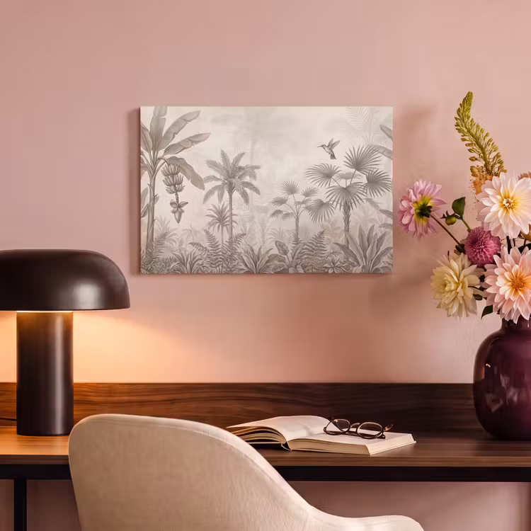 Jungle - Banenboom - Kolibrie - Beige canvas 2cm klein -sfeer4