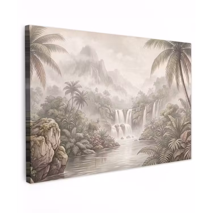 Jungle - Watervallen - Tropisch - Illustratie canvas 2cm klein -z3d