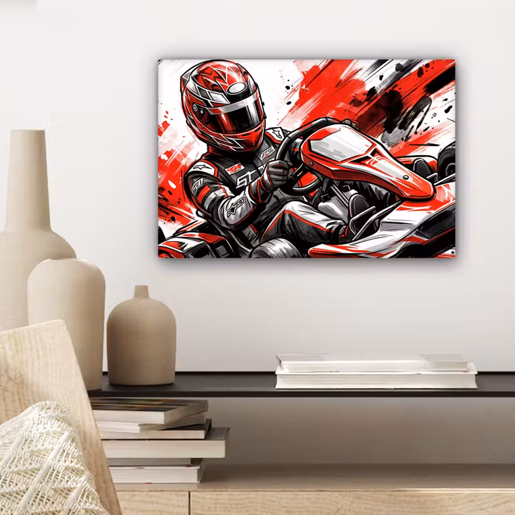 Kart - Coureur - Snelheid - Rood canvas 2cm klein -sfeer6