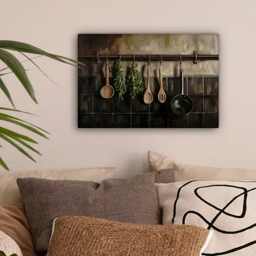 Keukengerei - Rustiek - Tegels - Kruiden canvas 2cm klein -sfeer1
