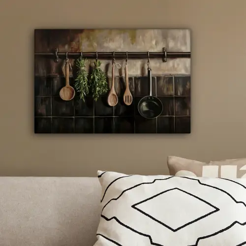 Keukengerei - Rustiek - Tegels - Kruiden canvas 2cm klein -sfeer3