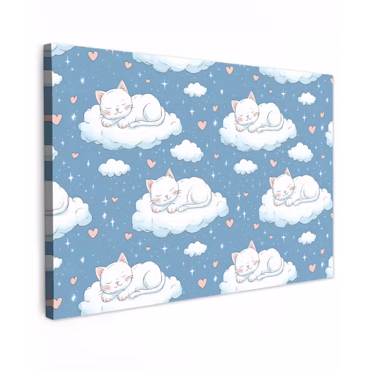 Kitten - Wolken - Blauw canvas 2cm klein 34 -z3d