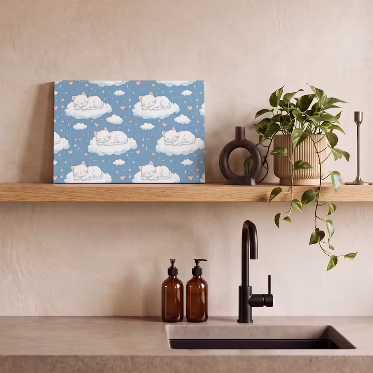 Kitten - Wolken - Blauw canvas 2cm klein 34 -sfeer3