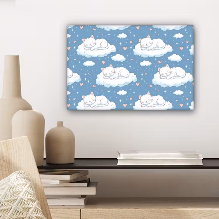 Kitten - Wolken - Blauw canvas 2cm klein 34 -sfeer6