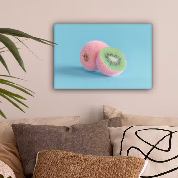 Kiwi - Blauw - Surrealistisch canvas 2cm klein -sfeer1
